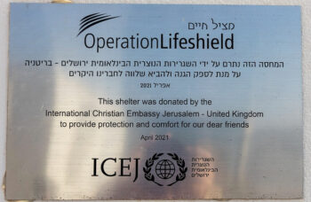 Plaque on the bomb shelter
