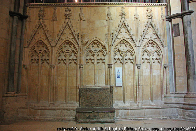 Remains of the shrine to Little St Hugh in Lincoln Cathedral. Credit cc-by-sa/2.0 - © Richard Croft - geograph.org.uk/p/3246925